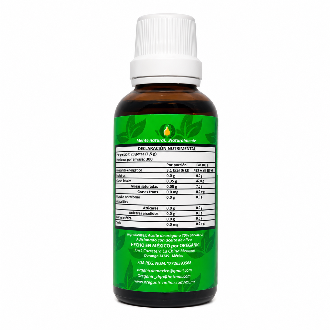 Up&Go Aceite de orégano Gotero de 30ml (1oz.) vidrio Grado alimenticio