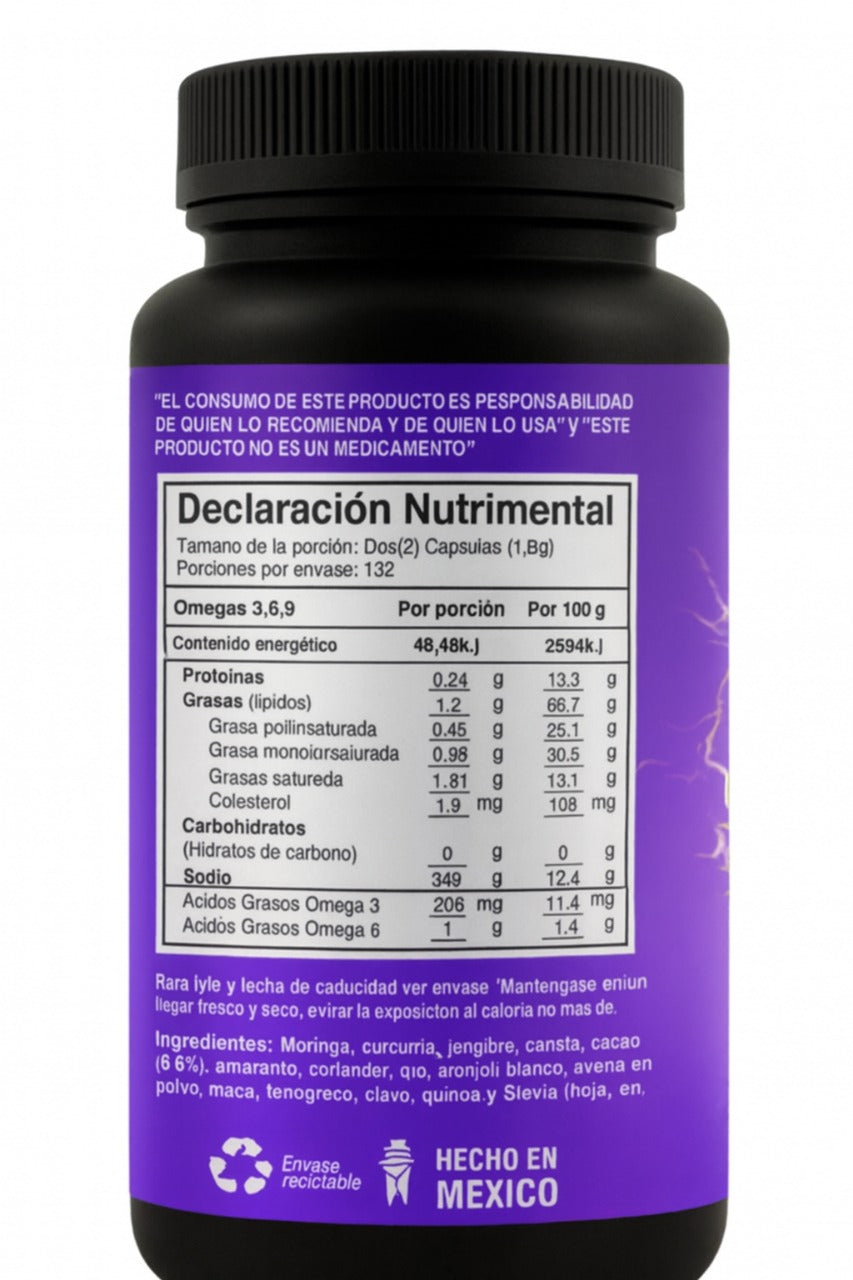 Polvo nutracéutico energizante